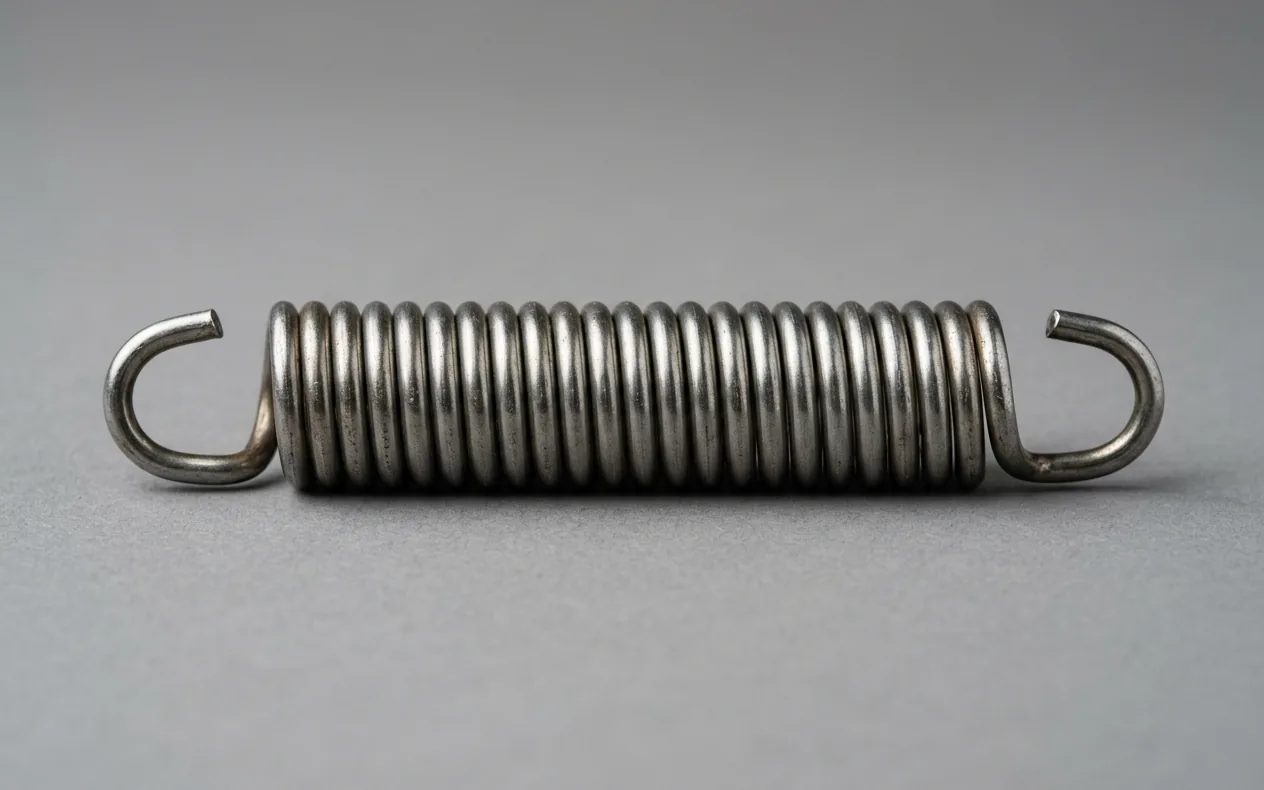 Extension spring with hooked ends